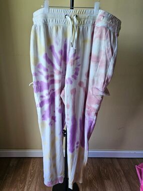 The Sweatshirt Project Tie-Dye Cargo Sweatpants - Purple & Pink Size 3X